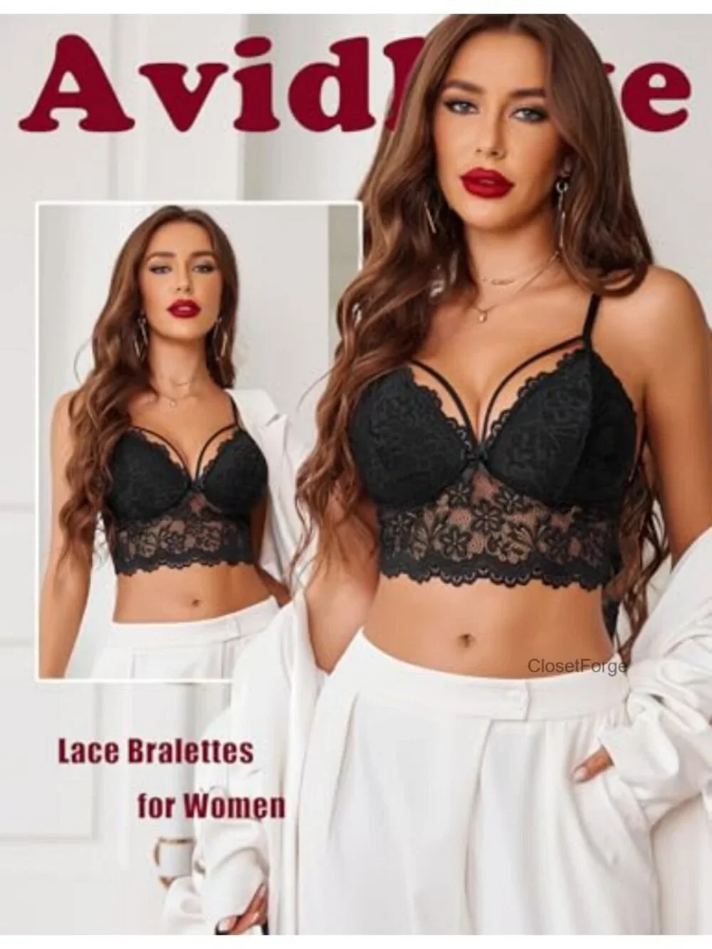 Lace Bralette for Women Spaghetti Strap Tank Camisole Crop Top